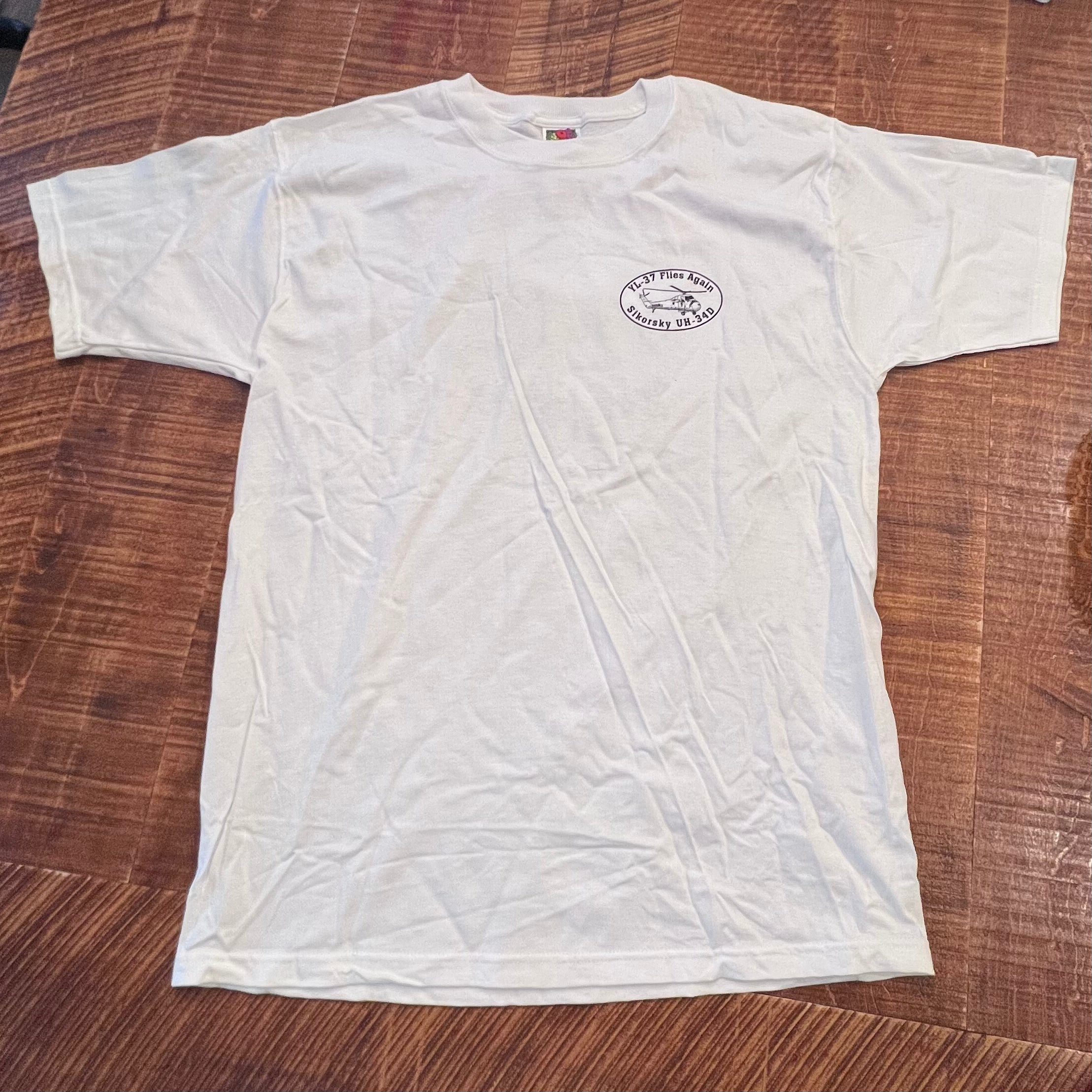 YL-37 “Flies Again” Vintage T-Shirt – White | UH-34 Vietnam Era Tribute