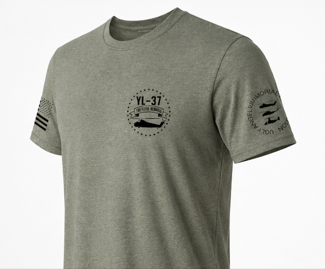 YL-37 “Flying Memorial” T-Shirt – Heather Forest Green | Gildan Softstyle