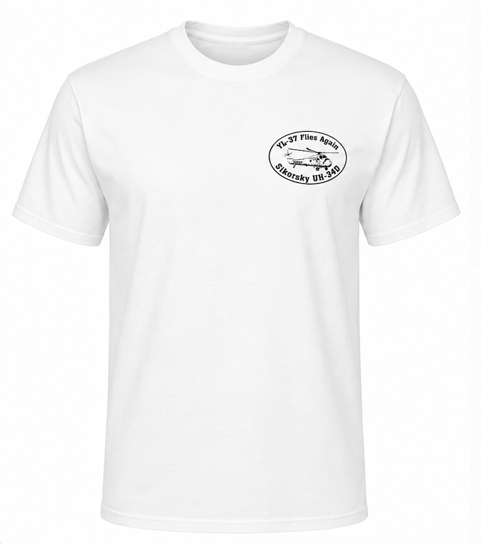 YL-37 “Flies Again” Vintage T-Shirt – White | UH-34 Vietnam Era Tribute