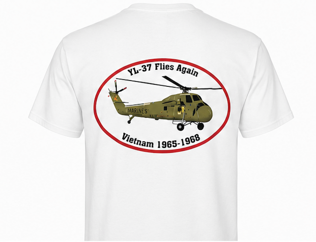 YL-37 “Flies Again” Vintage T-Shirt – White | UH-34 Vietnam Era Tribute