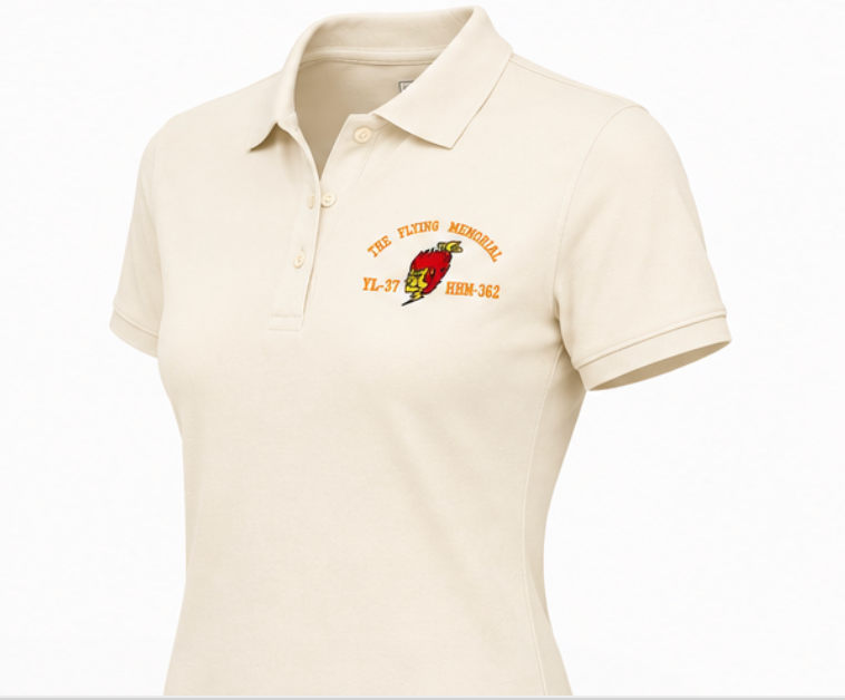 Women’s YL-37 “The Flying Memorial” Embroidered Polo – Cream (Limited Release)